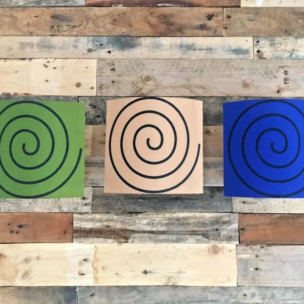SUPER RETRO HYPNOTIC 1960S 70'S FABRIC UPLIGHTER SHADES BLUE GREEN BEIGE SPIRALS