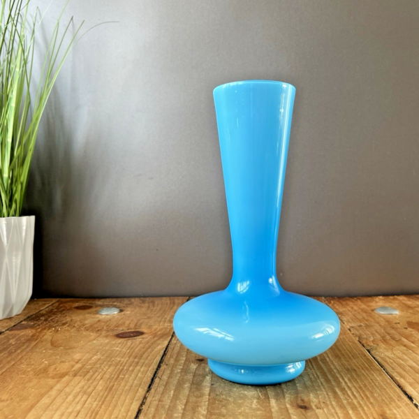 SPACE AGE SKY BLUE ITALIAN EMPOLI CASED GLASS VASE 70'S MID CENTURY SCANDI STYLE